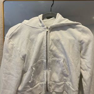 brandy melville white cropped zip up